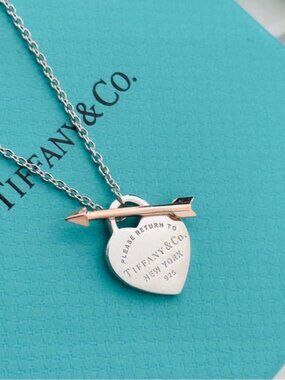 Tiffany & Co. Silver and Rose Gold Heart Toggle Necklace